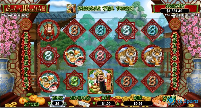 Giao diện God of Wealth Game đậm phong cách châu Á