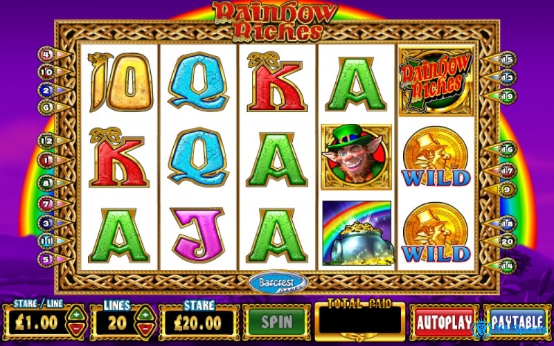 Giao diện Rainbow Riches slot đậm phong cách Celtic