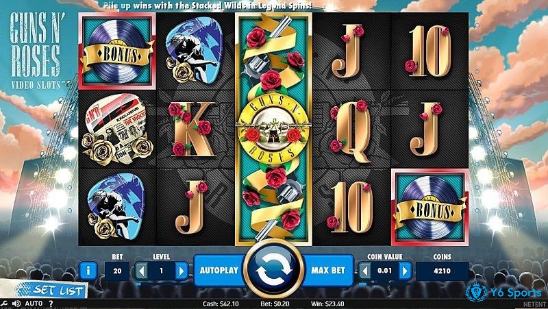 Các cuộn phim Gún N' Roses slot được đặt trên sân khấu hoà nhạc khủng