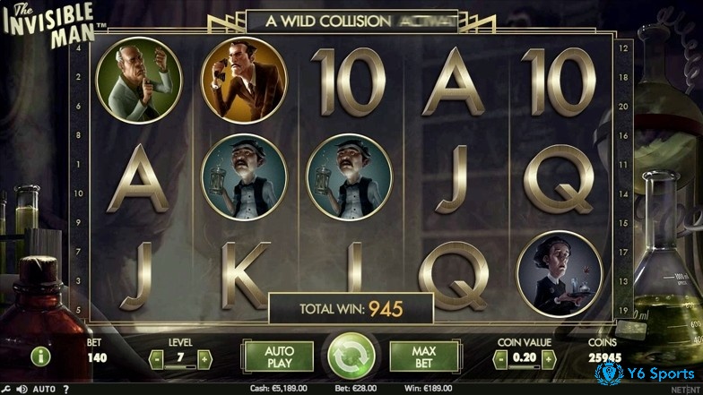 Giao diện của The Invisible Man slot nằm tại một phòng thí nghiệm