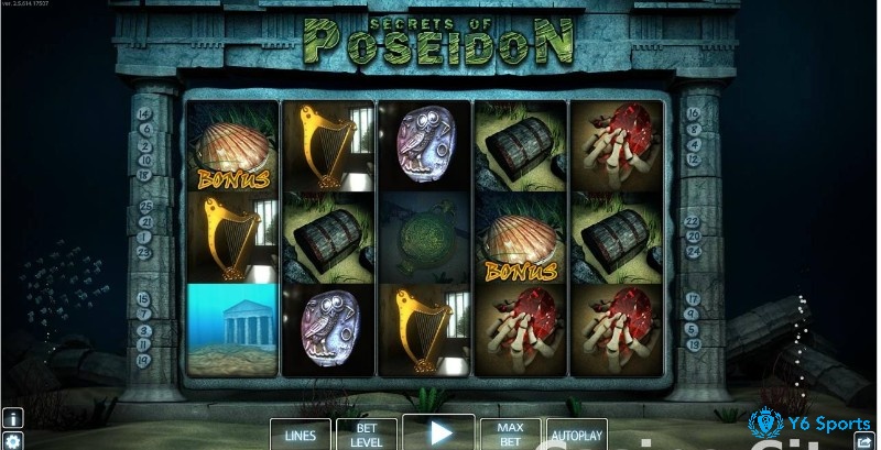 Trò chơi Secrets of Poseidon có định dạng 5x3 với chủ đề về biển