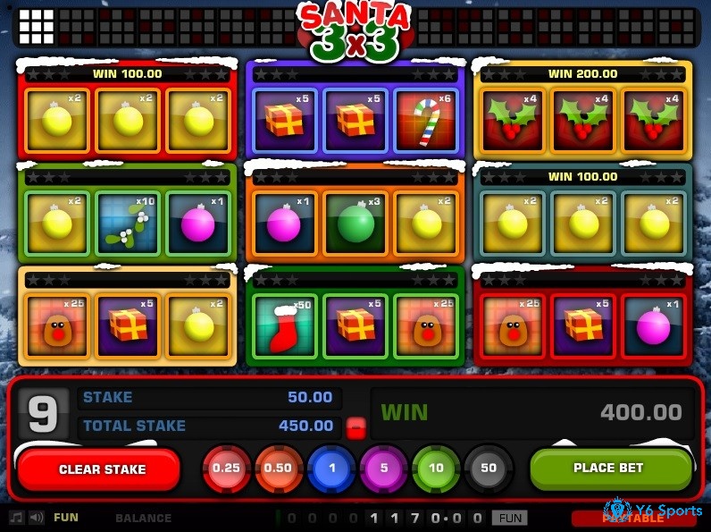 Santa 3x3 slot có lối chơi độc lạ với 9 bộ cuộn nhỏ